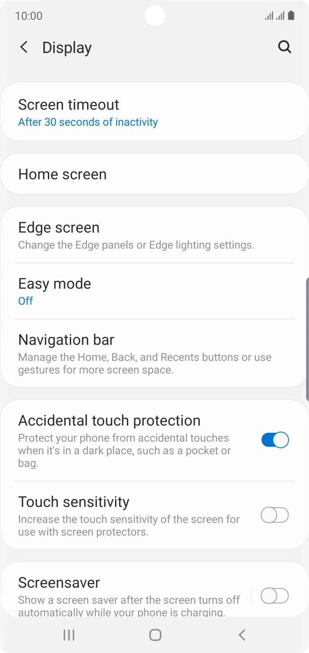 Press Screen timeout.