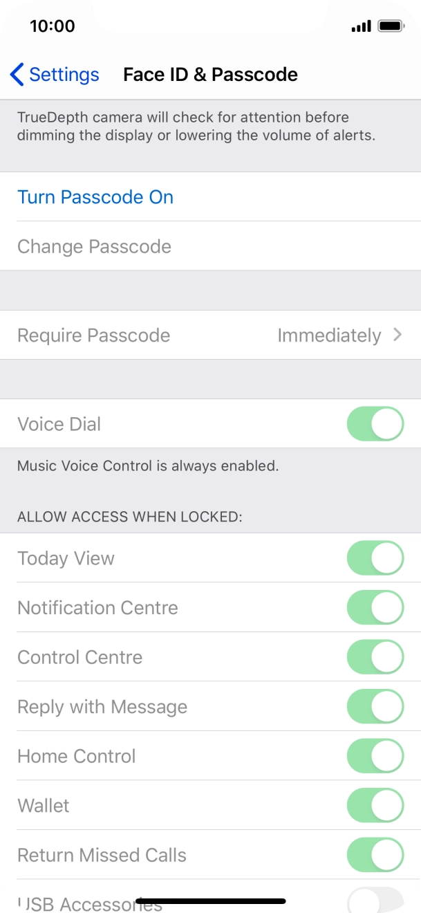 Press Turn Passcode On and key in a phone lock code of your own choice twice.