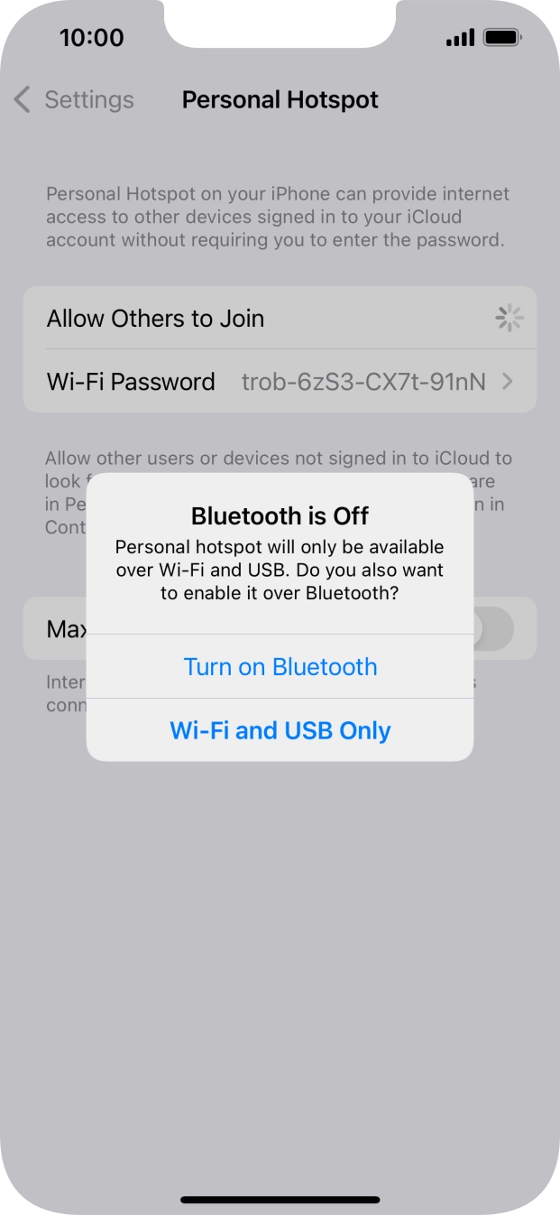 If Wi-Fi is turned on, press Wi-Fi and USB Only.