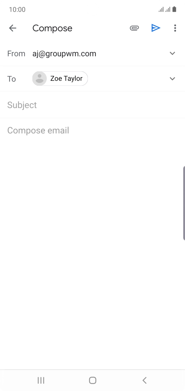 Press Subject and key in the subject for the email.