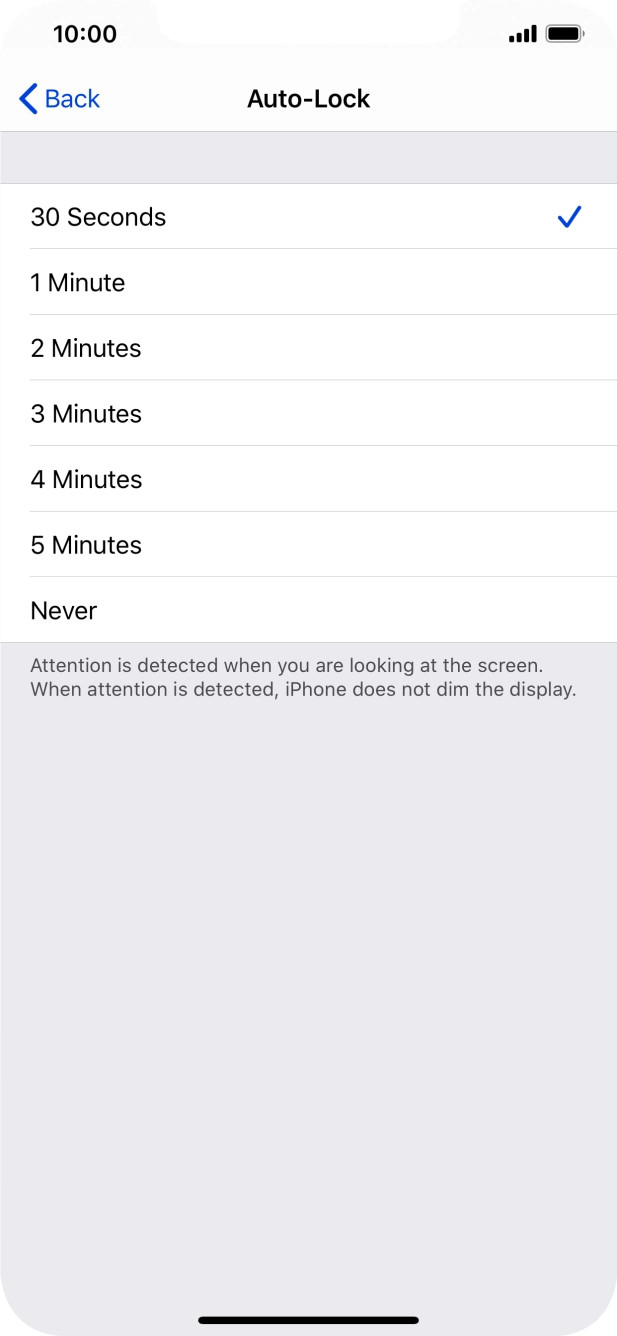 Press the required setting.