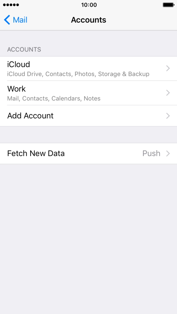 Press the name of the Exchange email account you've just set up.