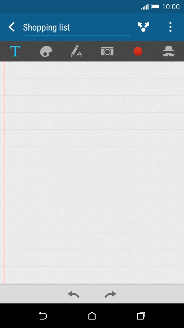 Press the text input field and write the text for your note.
