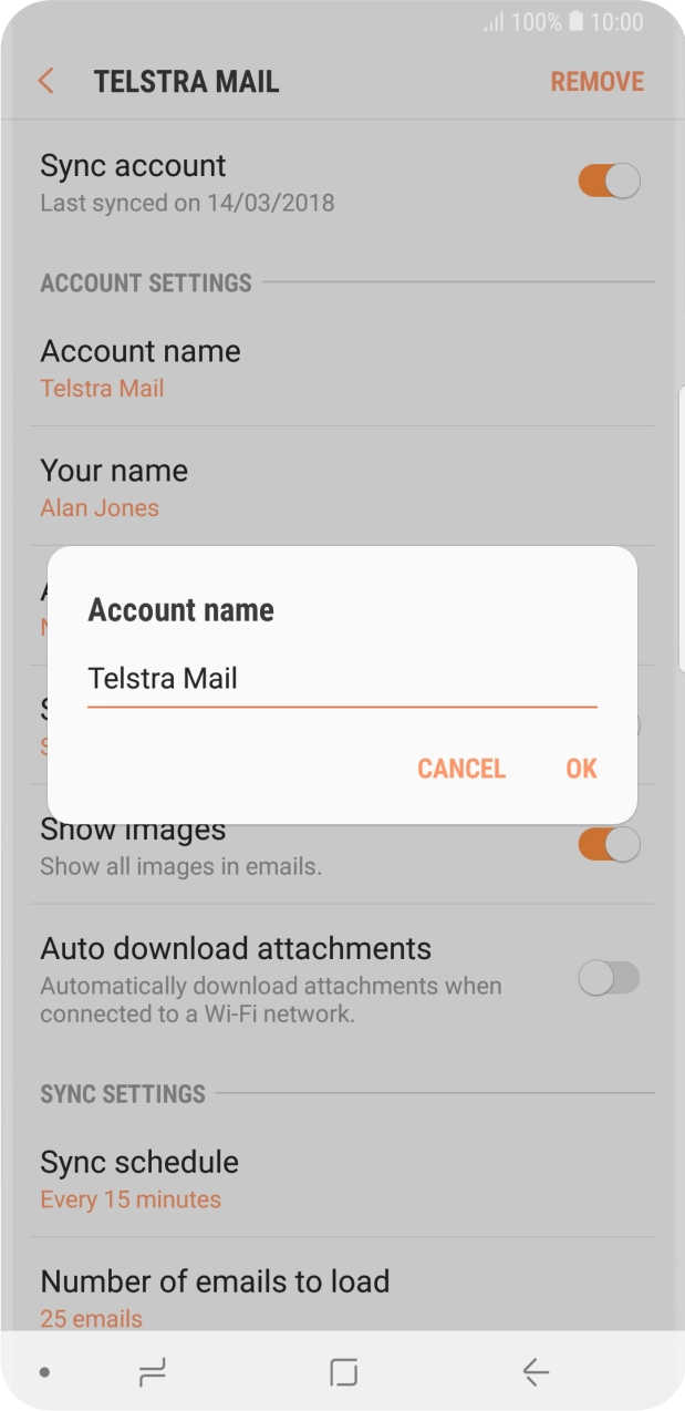 Key in the required name and press OK.