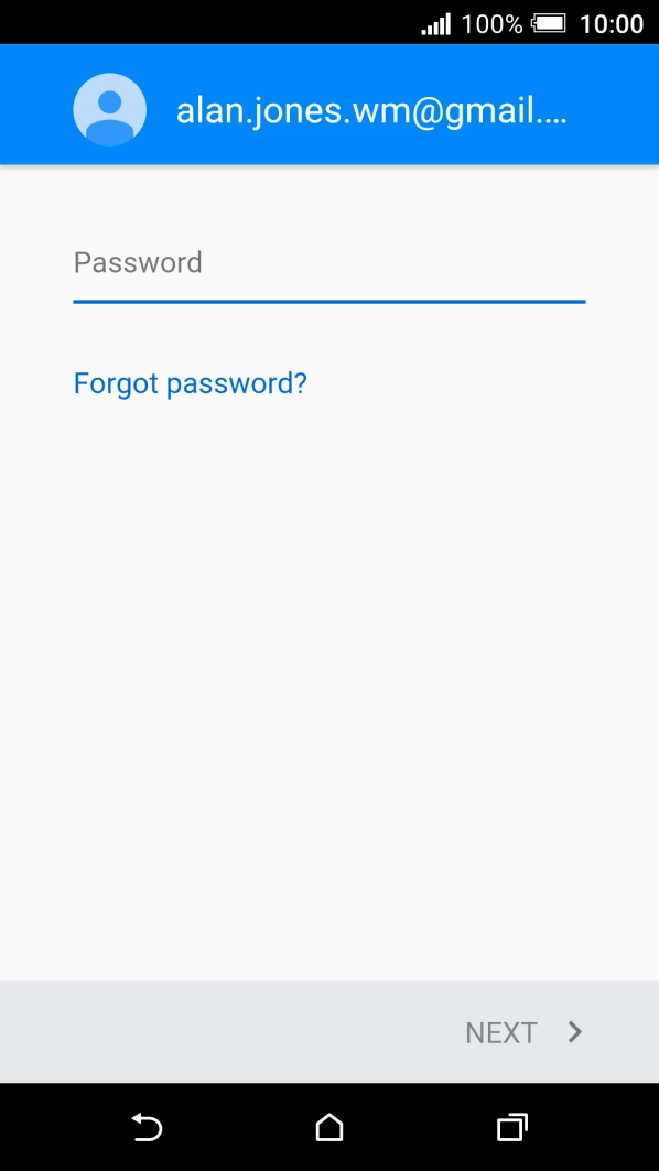 Press Password and key in the password for your Google account.