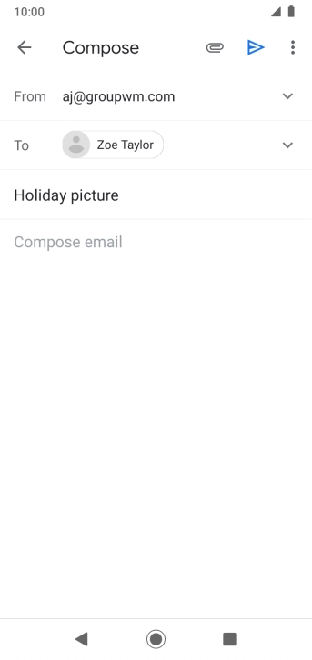 Press the text input field and write the text for your email. Press the text input field and write the text for your email.