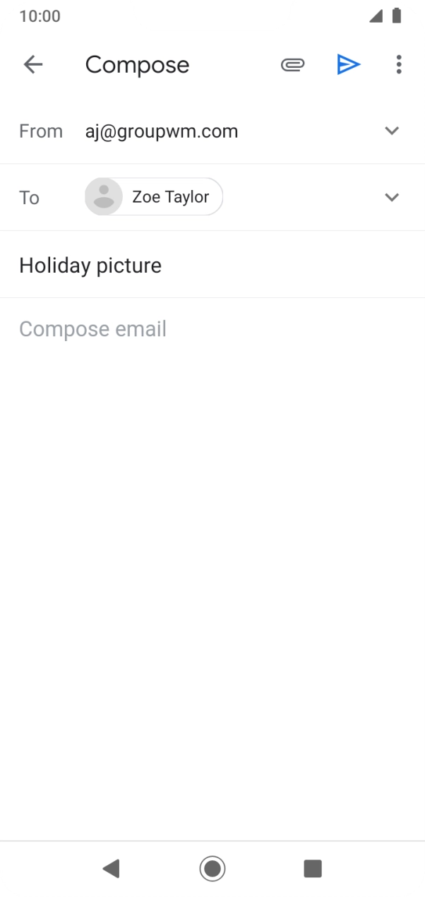 Press the text input field and write the text for your email. Press the text input field and write the text for your email.