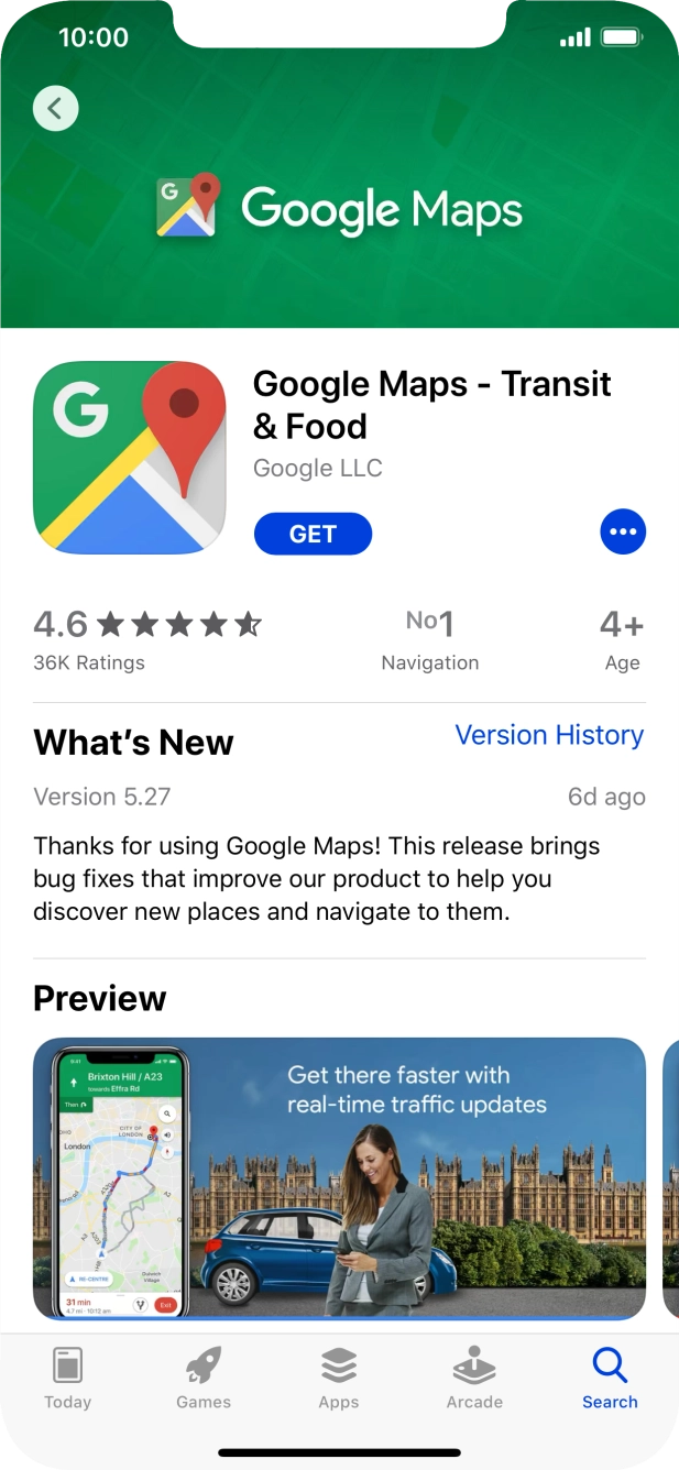 Press GET and follow the instructions on the screen to install the app.