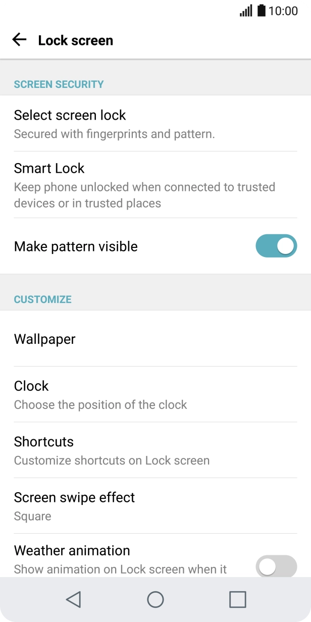 Press Select screen lock.