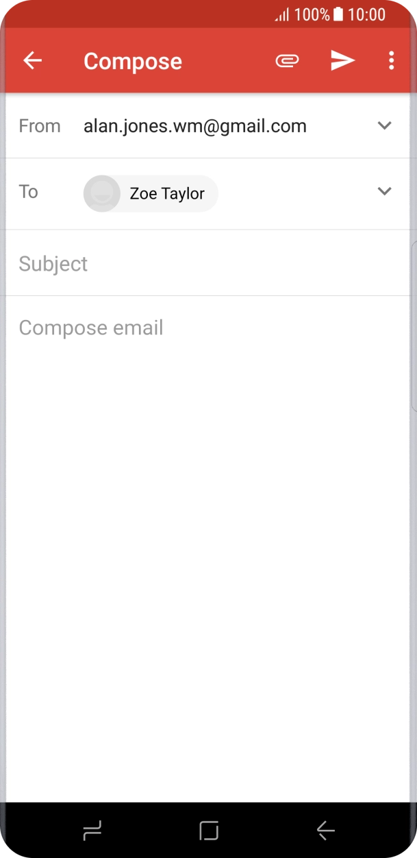 Press Subject and key in a subject for the email.