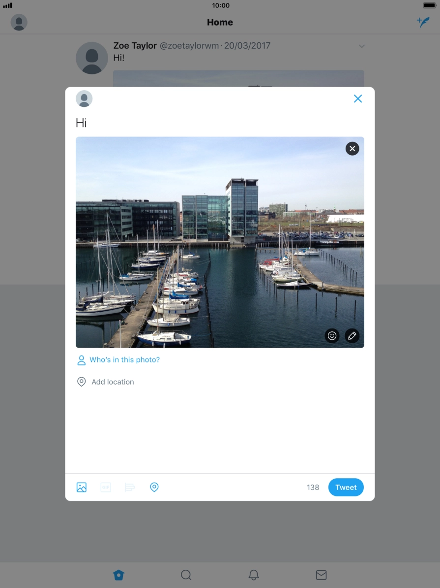 Write the required text and press Tweet.
