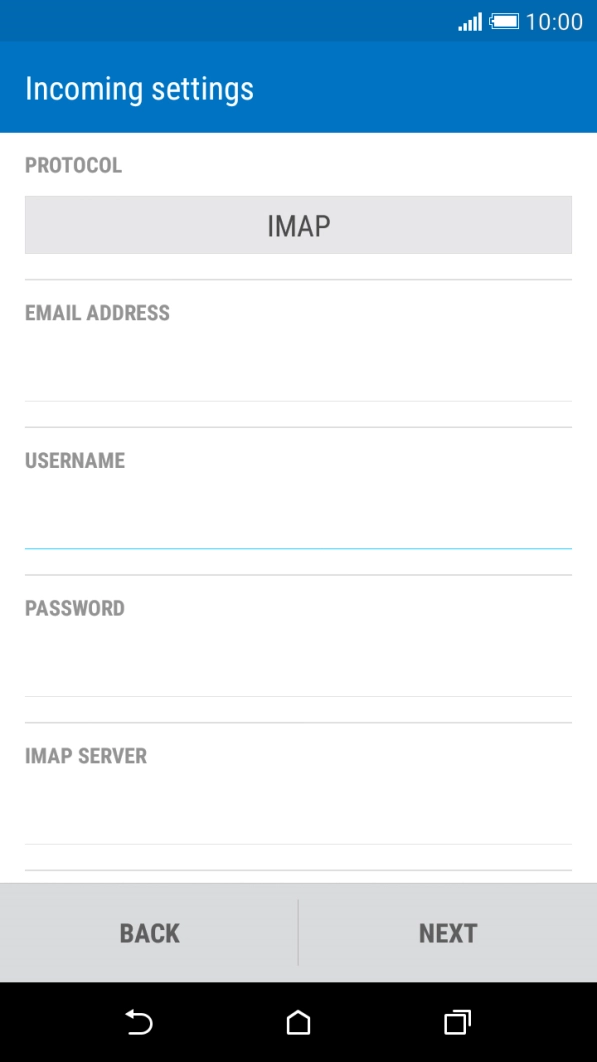 Press USERNAME and key in the username for your Telstra email account.
