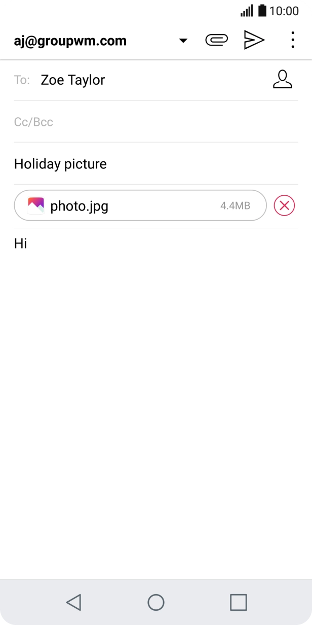 Press the send icon when you've finished your email.