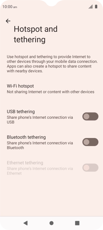 Press Wi-Fi hotspot. Press Wi-Fi hotspot.