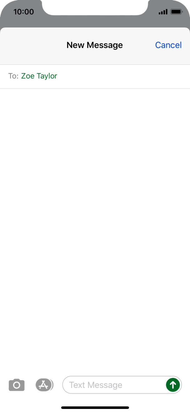 Press the text input field and write the text for your text message.
