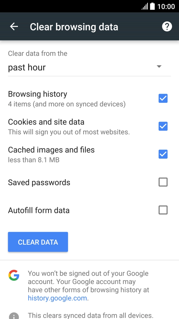 Press CLEAR DATA. Press CLEAR DATA.