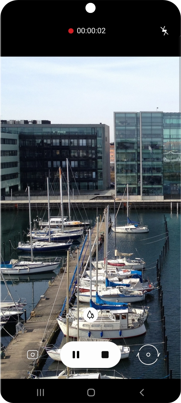 Press the stop icon to stop recording.