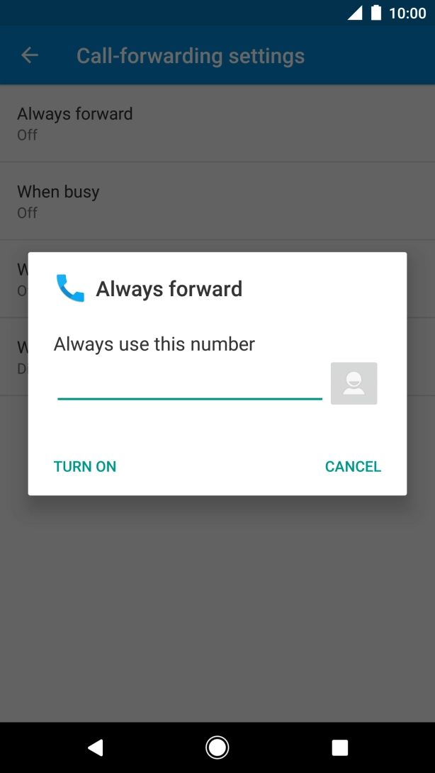 Key in +61101 and press TURN ON.