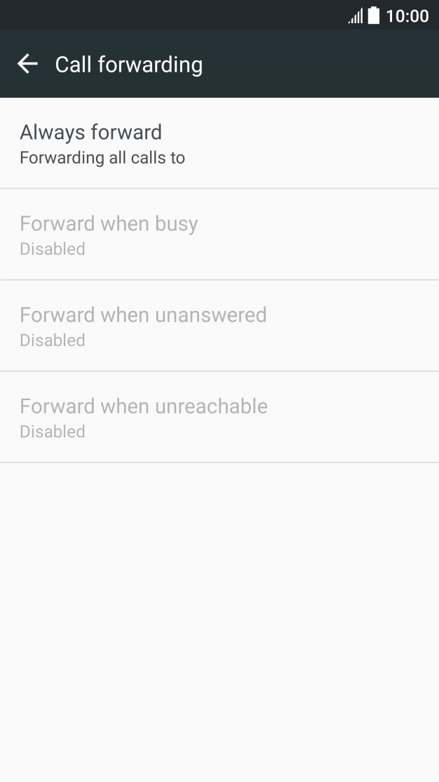 Press the required divert type.