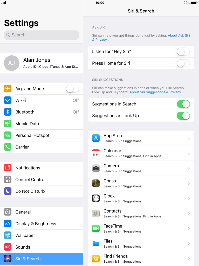 Press the indicator next to 
