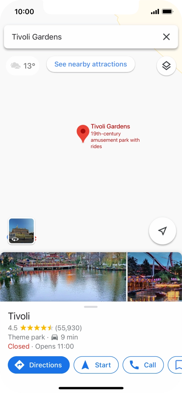 Press the destination at the bottom of the screen.