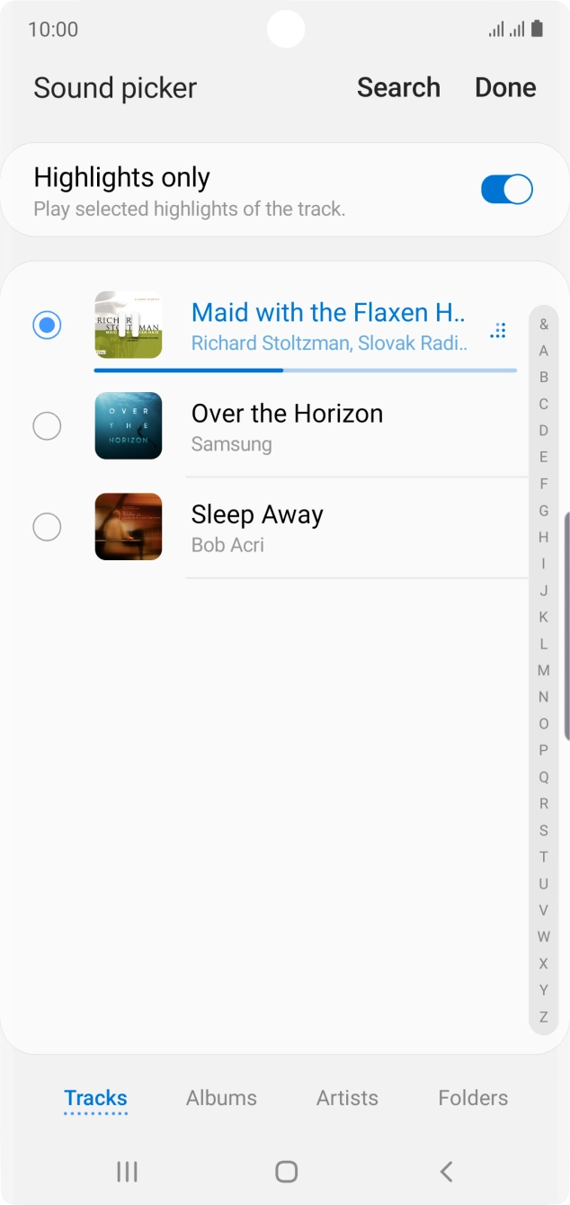 Once you've found a ring tone you like, press Done.