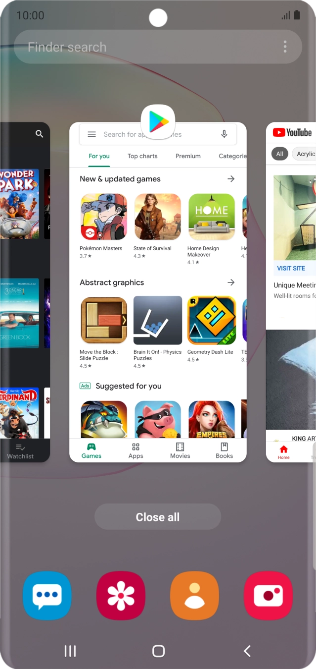 To end one running application, slide your finger upwards on the required application.
