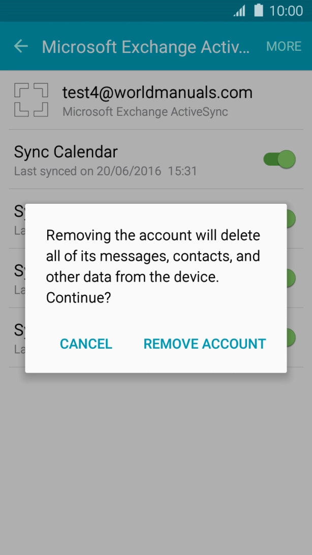 Press REMOVE ACCOUNT.