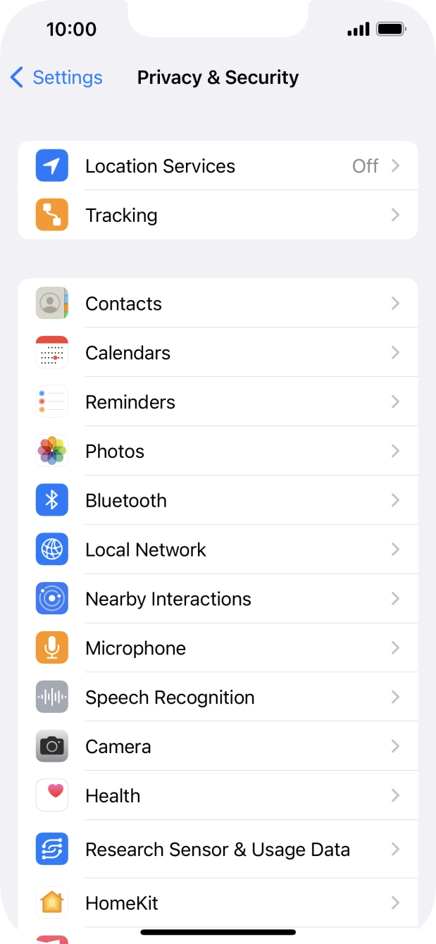 Press Location Services.