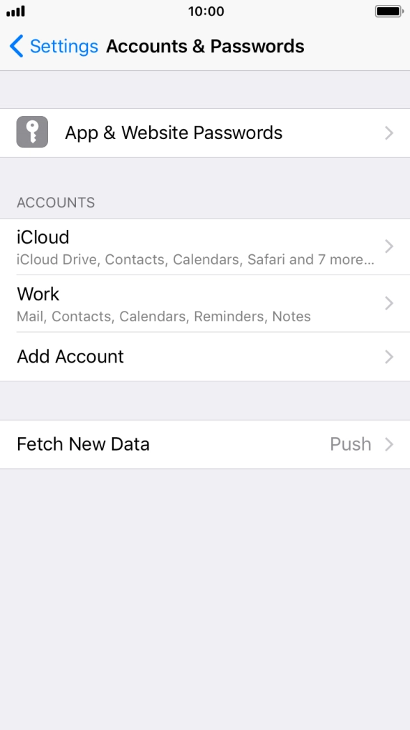 Press the name of the Exchange email account you've just set up.
