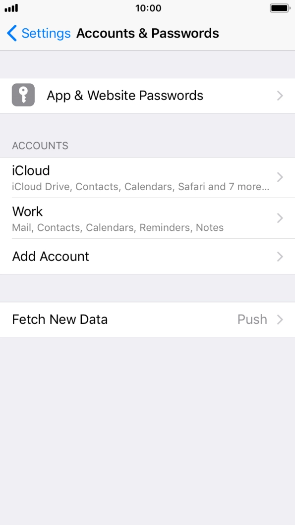 Press the name of the Exchange email account you've just set up.