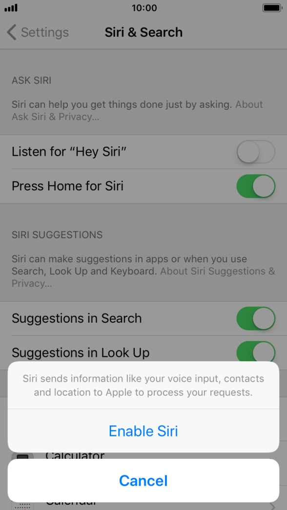 Press Enable Siri.