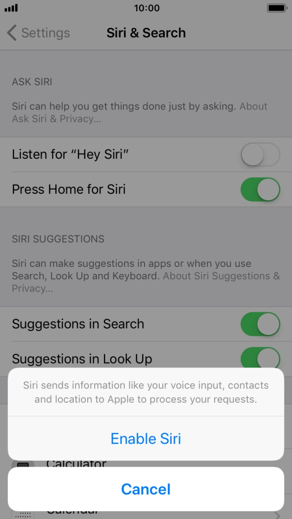 Press Enable Siri.