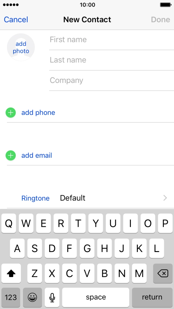 Press First name and key in the first name.