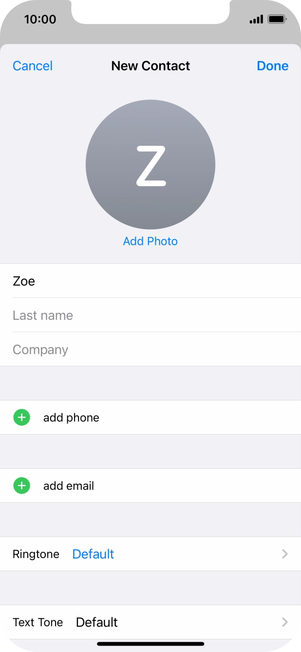 Press Last name and key in the last name.
