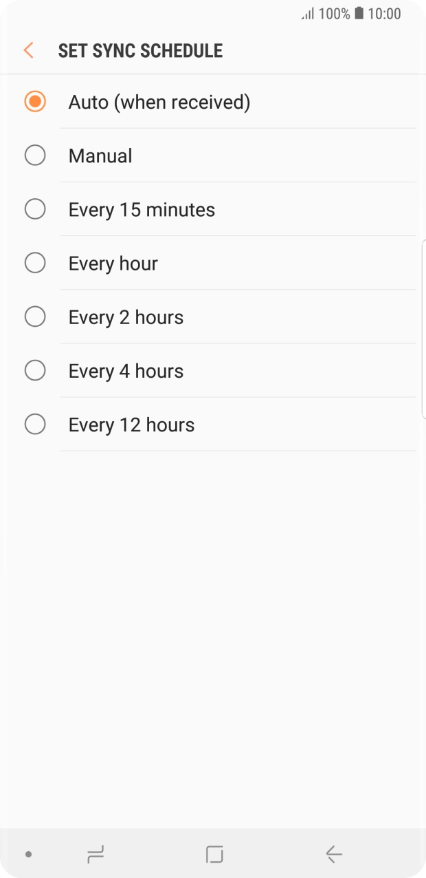 Press the required setting.