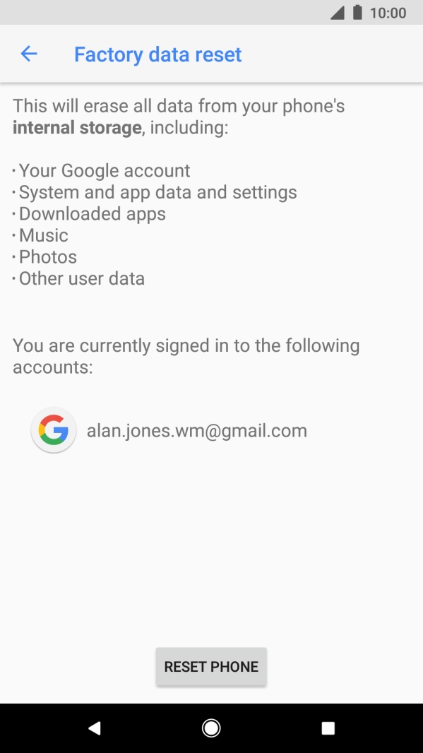 Press RESET PHONE. Press RESET PHONE.