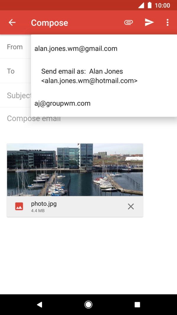Press the required email account.