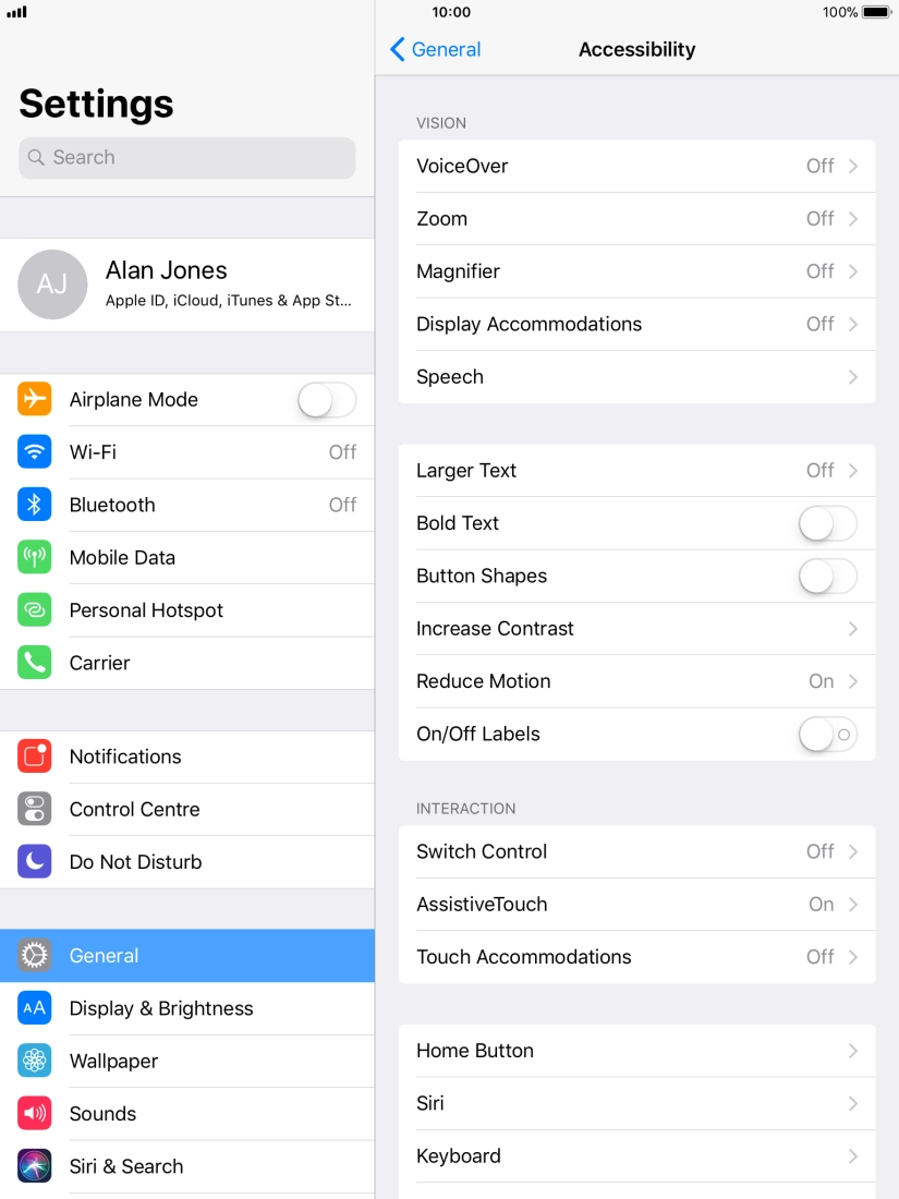 Press Display Accommodations.