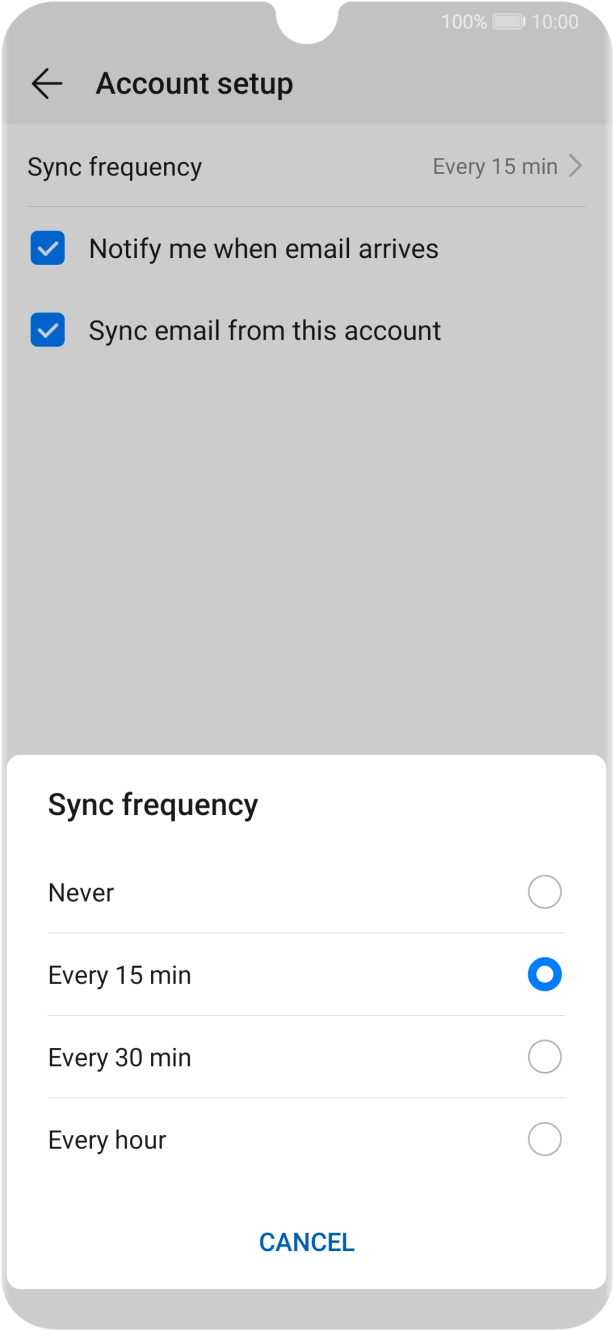 Press the required setting.