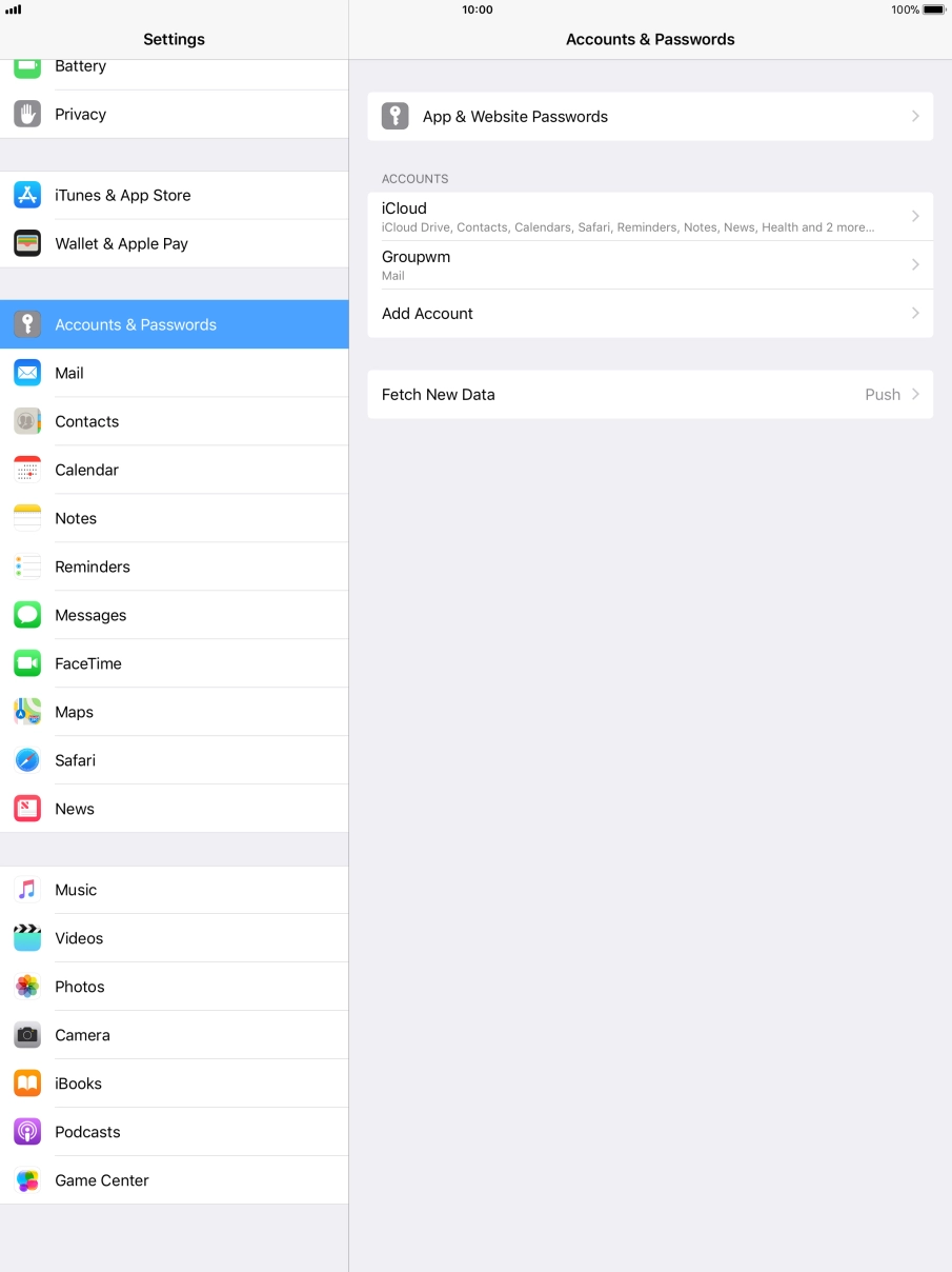 Press the name of the email account you've just set up.