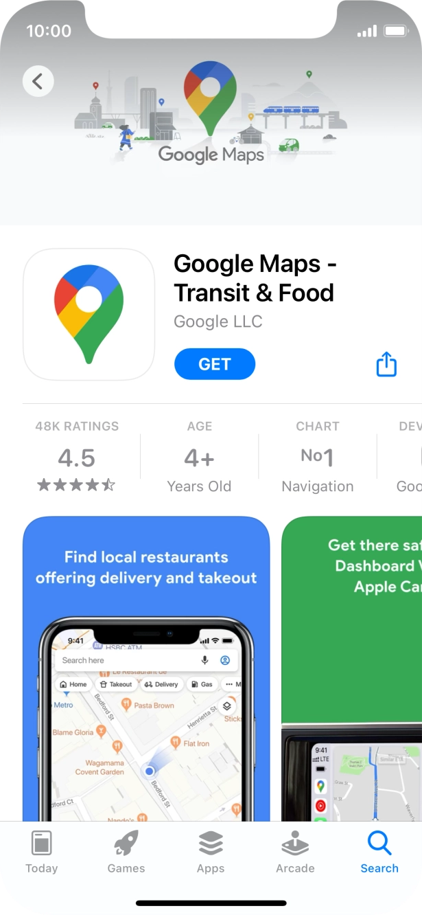 Press GET and follow the instructions on the screen to install the app.
