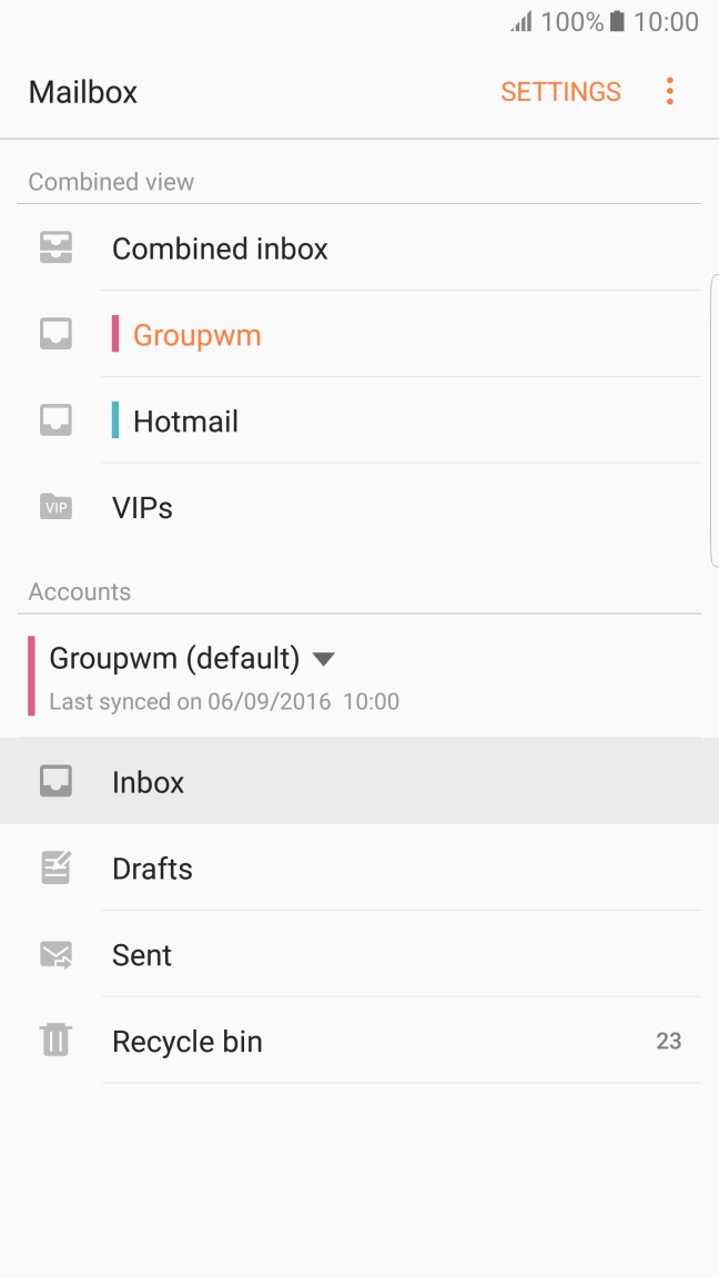 Press the required email account.
