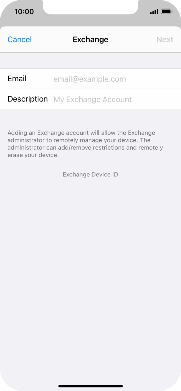Press Email and key in your email address.