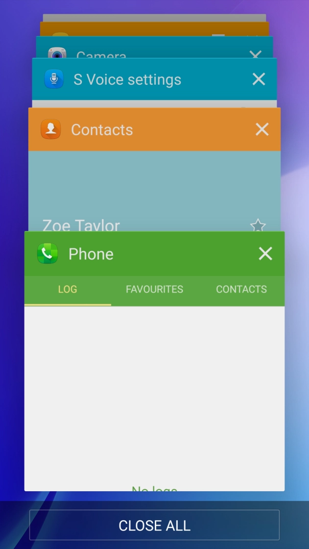 To end one running application, slide your finger right on the required application.
