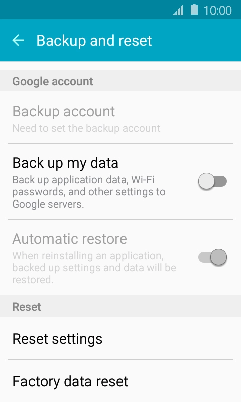 Press Factory data reset.
