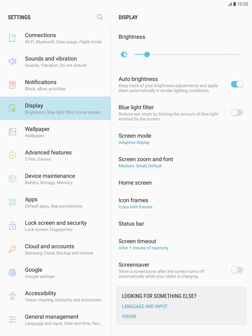 Press Screen timeout.