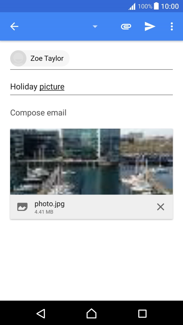 Press the text input field and write the text for your email.