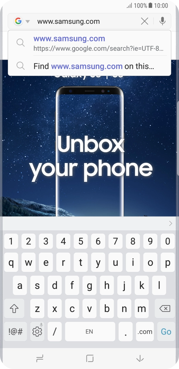 Key in the address of the required web page and press Go.