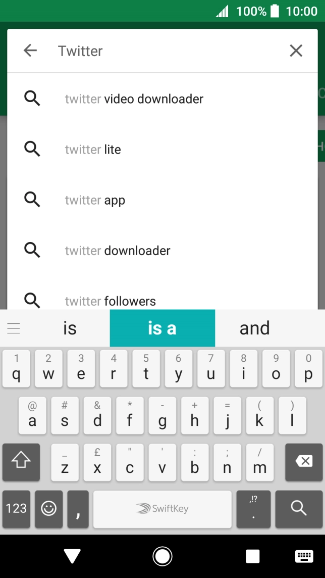 Key in Twitter and press the search icon.